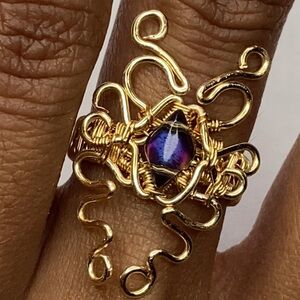 Gold and Purple Swirl Ring Jewelry